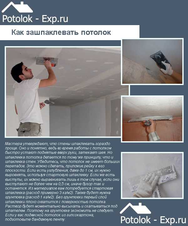 Шпаклевка потолка своими руками: пошаговая инструкция