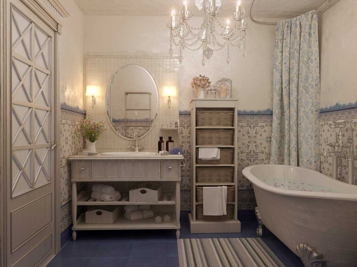 Ванная в стиле прованс: особенности стиля, отделочные материалы для стен, дизайн и интерьер санузла, мебель и плитка для комнаты