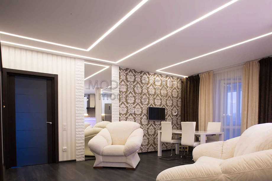 Натяжные потолки в интерьере гостиной: 60 современных вариантов дизайна